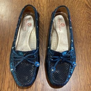 Marc Joseph Cypress Hill Navy Snake Print Loafers